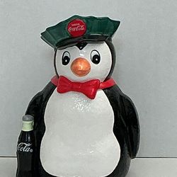 Penguin Coca Cola Cookie Jar  11” Tall 8” Wide  7” Wide