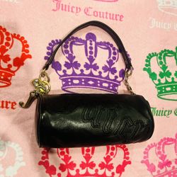 Vintage Black Juicy Couture Purse Barrel Bag Satchel Handbag Y2K