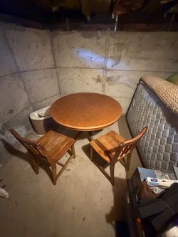 Round Wood Dining Table with 2 Chairs