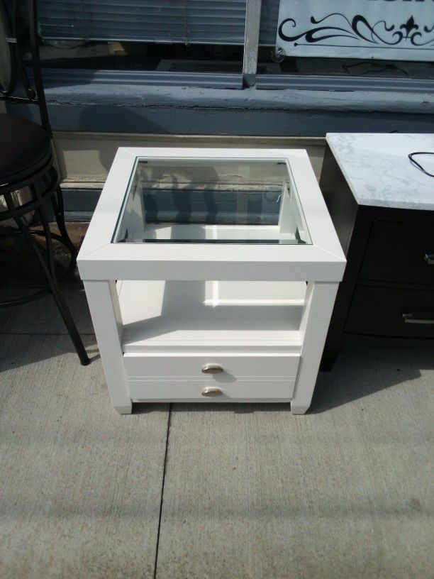 Prestige White Storage End Table