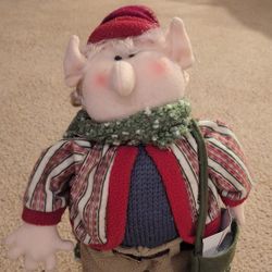 Fabric Elf holding a Santa Mail Bag (Rare)