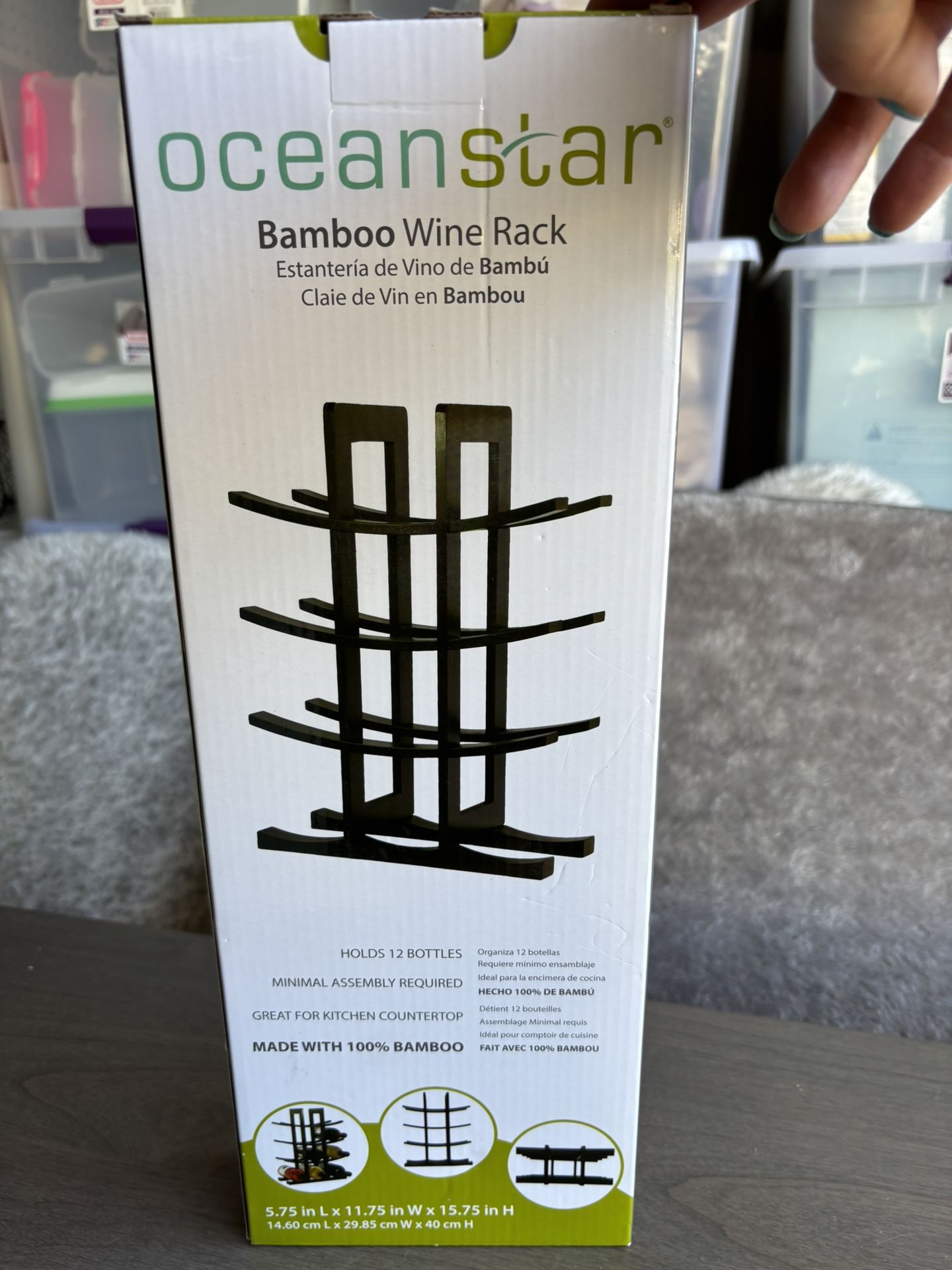 Small Bamboo Wine Rack - black