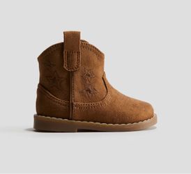 Toddler girl boy western boots cowboy / cowgirl boots brown napped ankle boots