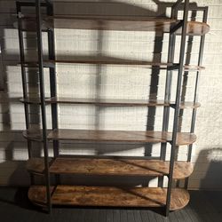 Wood book shelf w/ metal frame