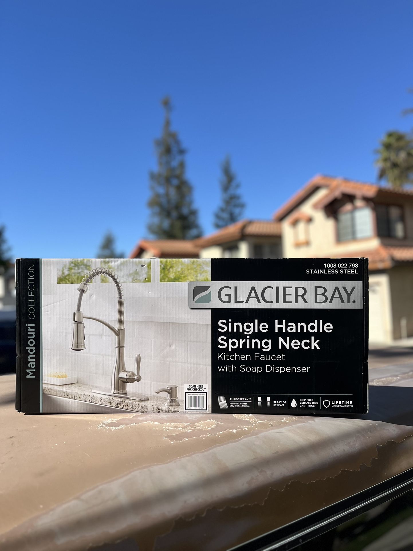 Brand New Glacier Bay Stainless Steel Spring-Neck Kitchen Faucet w/ Soap Dispenser – Modern Pull-Down