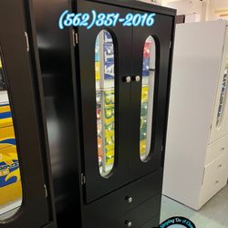 Black Tall Wardrobe Closet Chest Dresser Ropero 