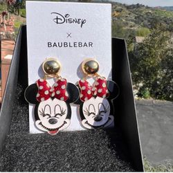 Baublebar X Disney Minnie Mouse Statement Dangle Earrings enamel Rare