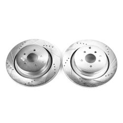 Infiniti Both Rear PowerStop Drilled, Slotted & Plated Brake Rotor Pair