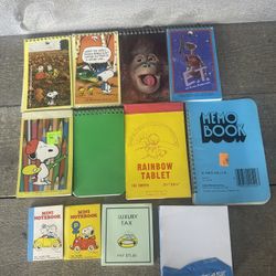 Vintage 80's Notepad Memo Note Book ET Peanuts Snoopy Monkey Monopoly Spiral 