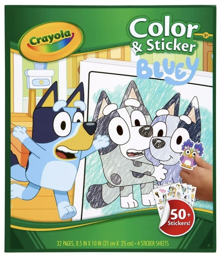 Crayola Bluey color & sticker activity, 32 coloring pages, gift