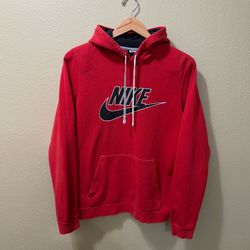 Men’s Small Nike Red & Black Swoosh Logo Pullover Hoodie w/ Pockets