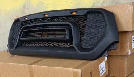 2019-2024 Dodge Ram 1500 Rebel Style Grill Front Bumper Black Replacement Grille With LED & RAM Letter