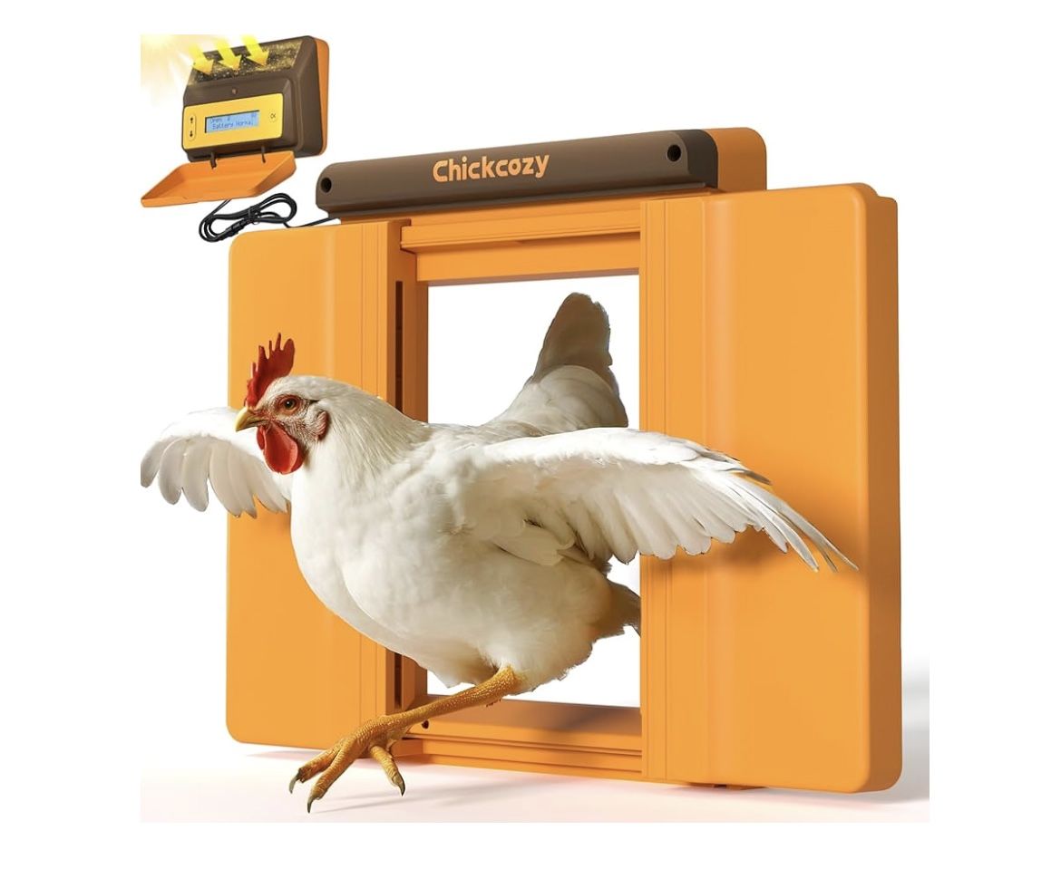 Solar-Powered Automatic Chicken Coop Door, Dual Motor Chicken Coop Door with Light Sensor, Timer & Manual Mode, Automatic Coop Door with Dual Anti-Pin