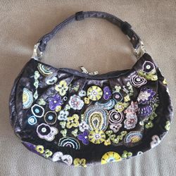 Vintage Purse w/Chenille and Embroidered Beads 