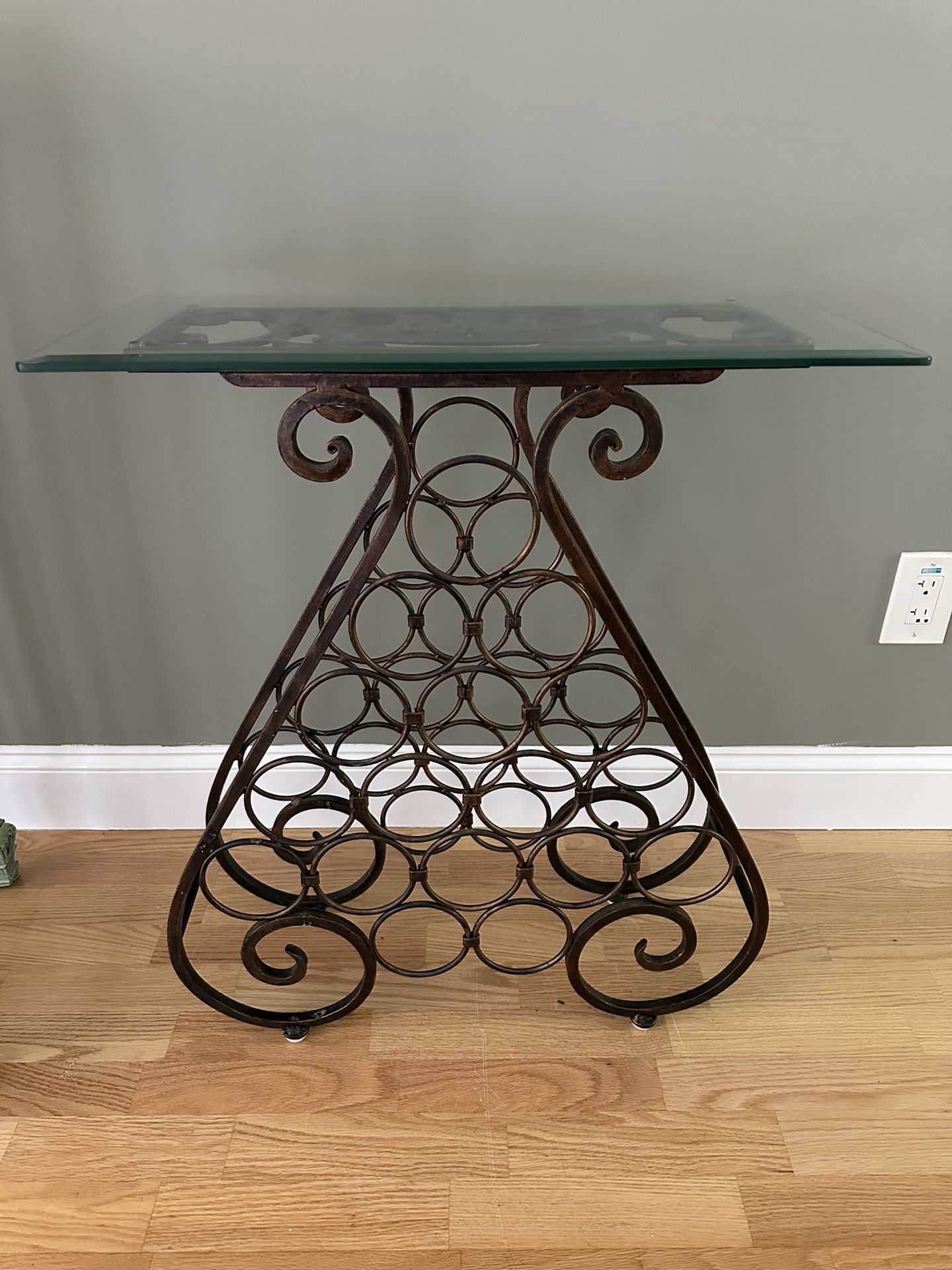 Vintage Wine Rack Metal And Glass Top Storage And Display Rack 