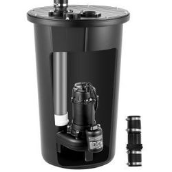 Sewage Pump System, 1/2 HP, 4800 GPH Cast Iron Sewage Pump with Basin Kit