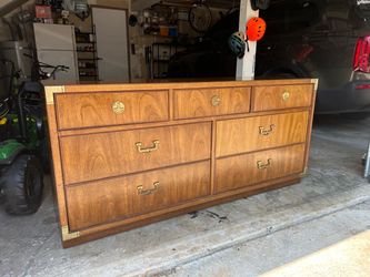 Vintage MCM Thomasville campaign style lowboy dresser
