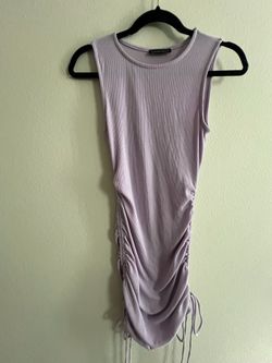 Lavender Ribbed Ruched Mini Dress