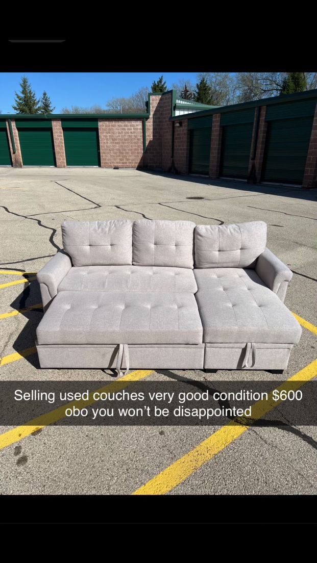 Light Grey Used Sectional Couch 