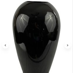 

Large Mid Century Modern VTG Royal Haeger Floral USA Smooth Black Gloss Vase 21"