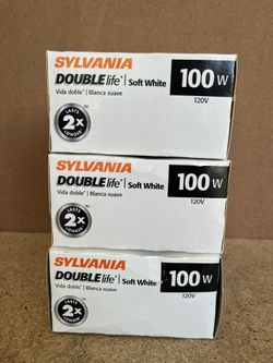 12 Pack Sylvania Double Life 100 Soft White  Light Bulbs