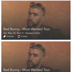 🤠 Bad Bunny: ‘Most Wanted Tour’ Concert in Miami Tickets For Saturday & Sunday May 25/26 FOR SALE! Message Me for More Info 