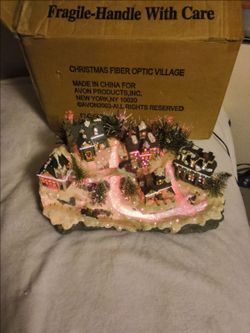 Vintage, rare collectible, Avon fiber optic light up village works good original box with packing.