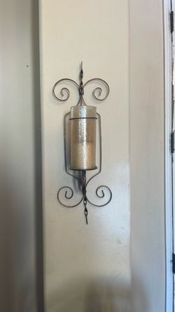 4 Scrollwork Wall Candle Sconces with Glass & Candles – $100 OBO