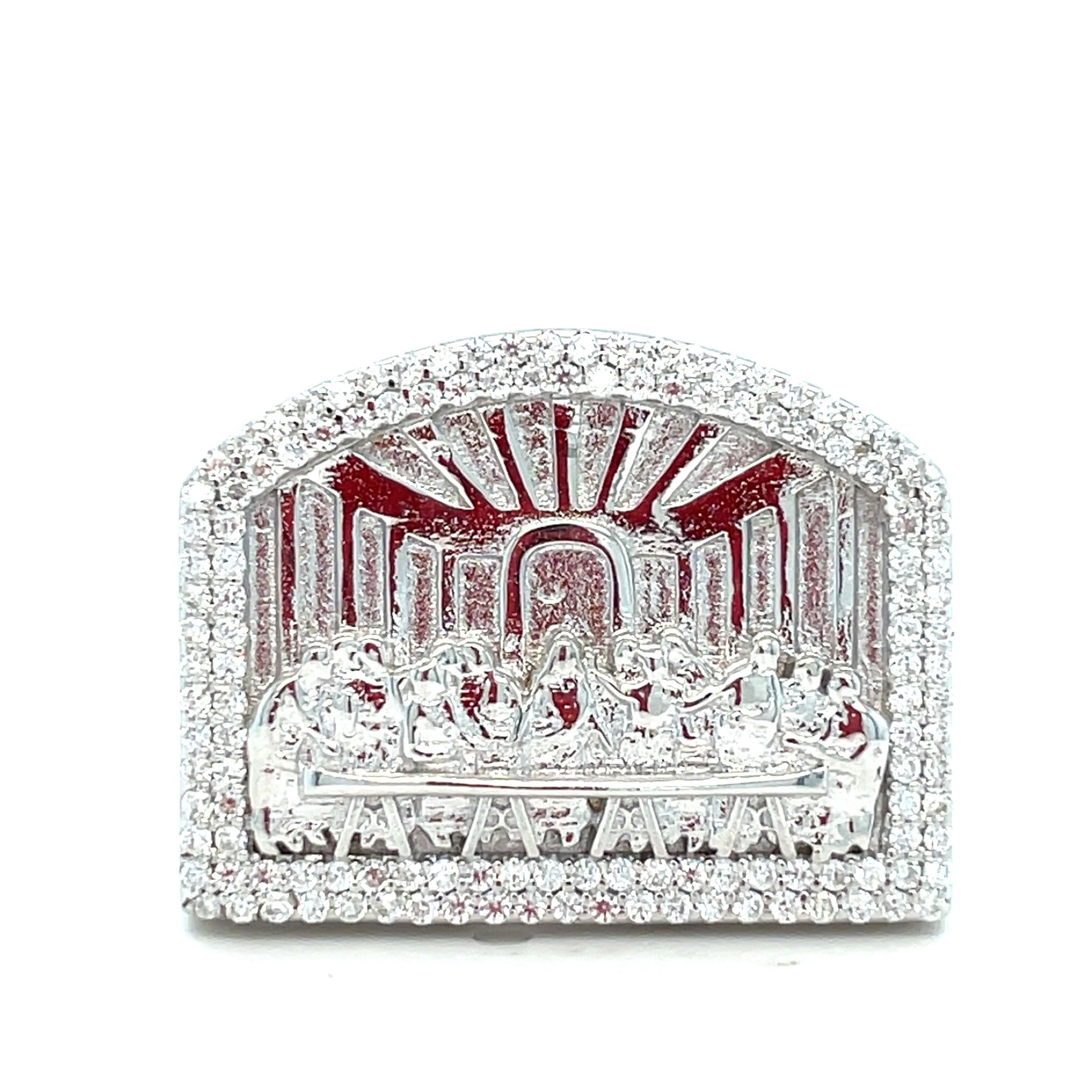 925 Sterling Silver Moisannite Last Supper Ring 13.90g Size 10 1.2CTW 200620/9