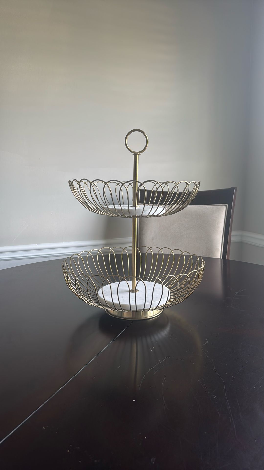 Basket 2 Tier Fruit Bowl Gold Modern Nordic Design Household Basket Geometric Detachable Storage