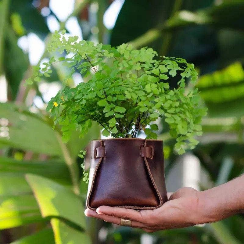 Leather Plant Pots | Leather Wrap Vase | Flower Vase
