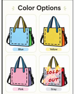 2D novelty cartoon purse bag tote