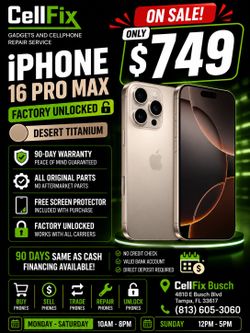 🔥 iPhone 16 Pro Max – Desert Titanium – Factory Unlocked 🔥