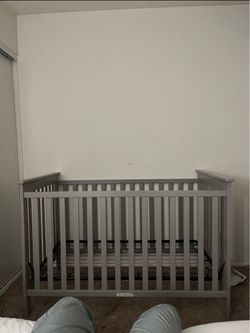 Gray Wooden Baby Crib