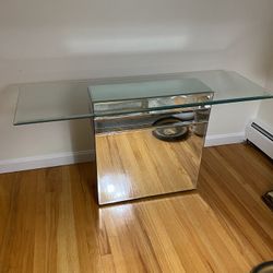 Mirrored Console Table With Glass Top