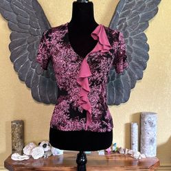 Vintage Floral Tee Shirt With Ruffles 