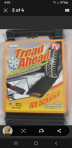New Emergency Tire Traction Mats for Snow, Ice Tread Ahead Ice Scraper, MADE IN USA,, Never get stuck in Snow again.