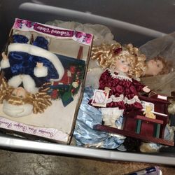 Tote Filled With Porcelain Dolls 