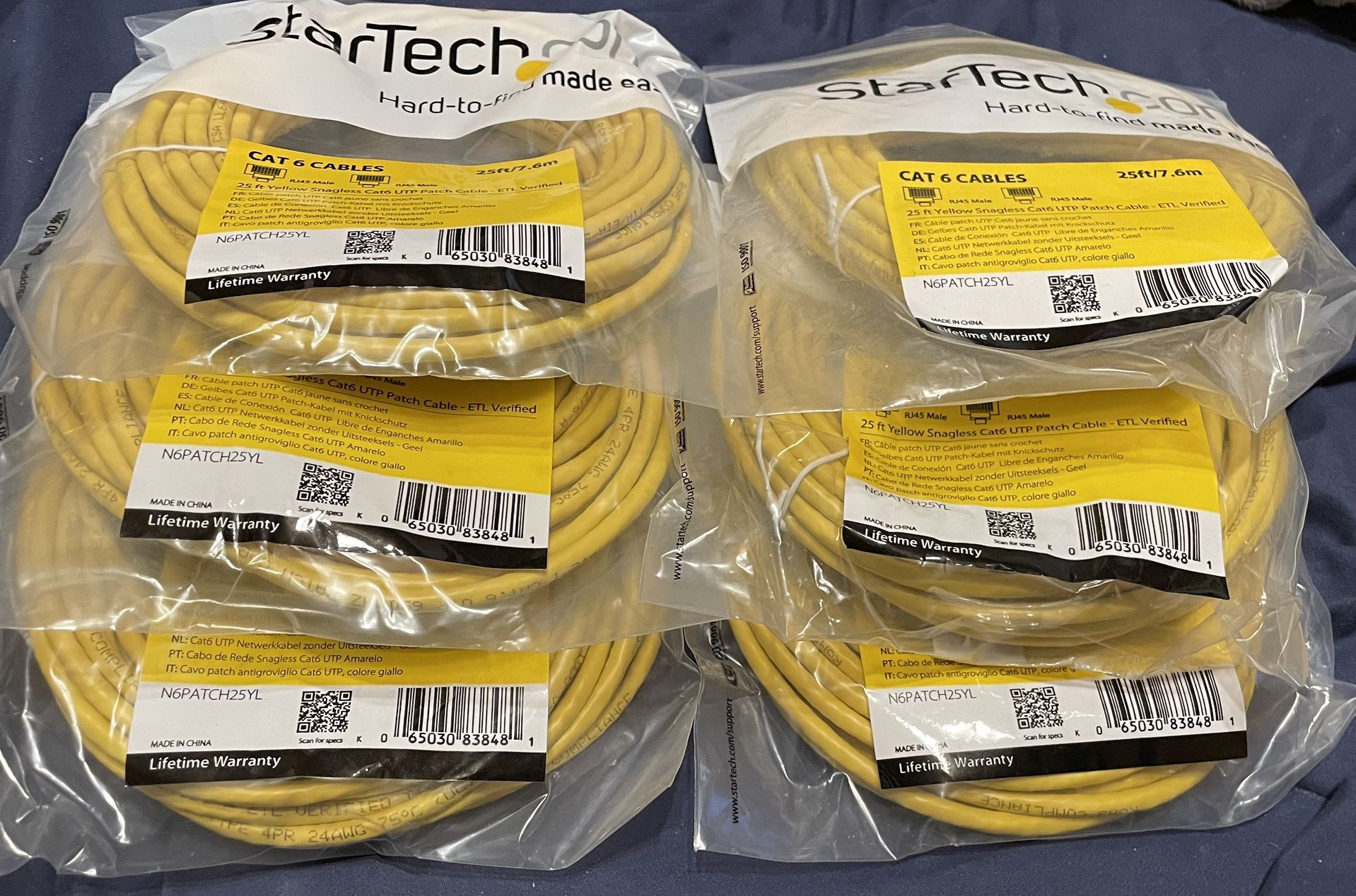 Lot of six Star Trek tech six cables 25 feet mailed to mail or day 45