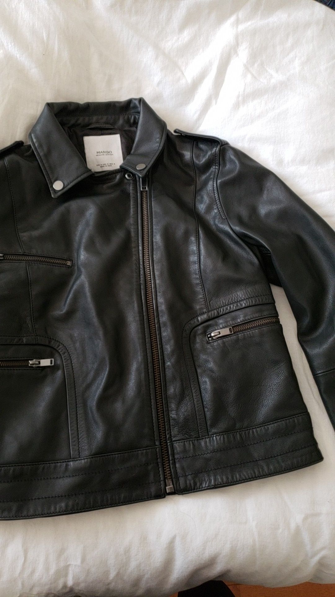 Mango black leather jacket