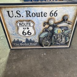 Route 66 3D Framed Hanging Art Motorcycle Memorabilia