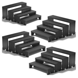 New 4 Set Black Wooden Tiered Riser Display Stands for Vendor Events,Stackable Wood Cupcake Stand,Farmhouse Decor Wood Dessert Table Display Set,Vendo
