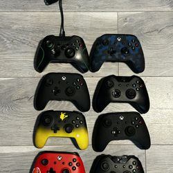 Lot 8 Xbox One Series Controllers + 2 Battery Packs Untested For Parts