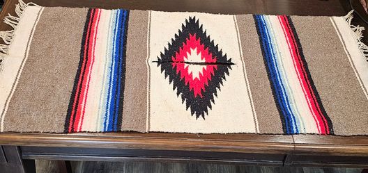 1950s Mexican Zapotec Bocamanga Poncho Handwoven Wool Southwest Tex