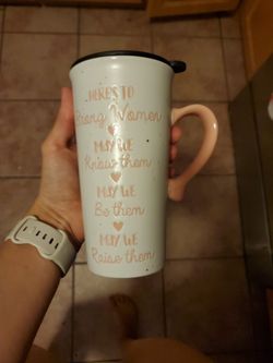 For You with Love Ceramic 18oz Here's to Strong Women Travel Mug 

