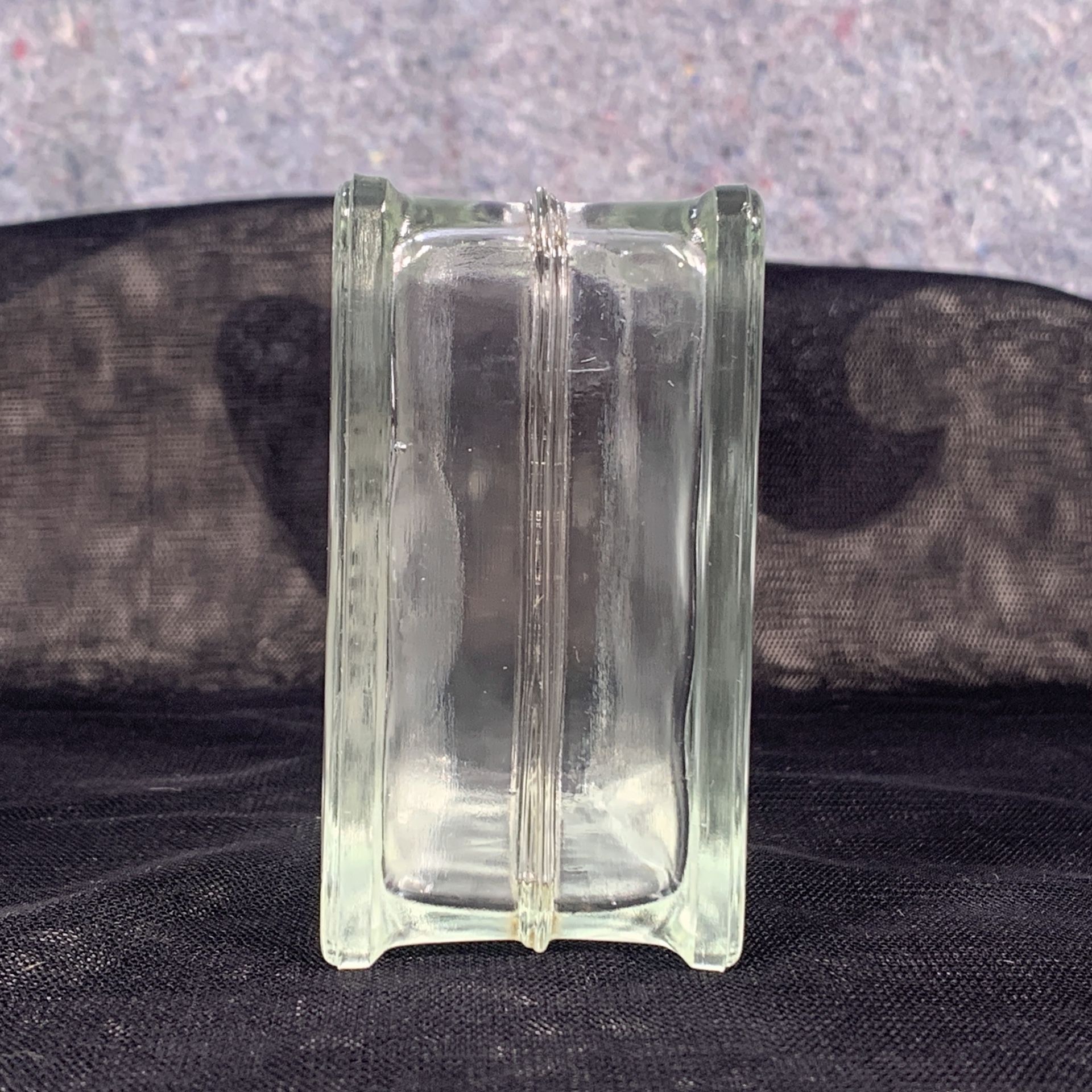 Vintage Hawaiian Etched Glass Block Vase Coat of Arms Hawaii 3.25”H
