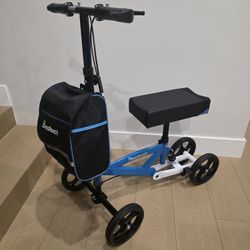 BlessReach Economy Knee Scooter Steerable Knee Walker for Foot Injuries Compact Crutches with Dual Rear on-Wheel Brake and Shock Absorption