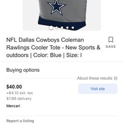 Dallas Cowboys Coleman Rawlings Cooler Tote
