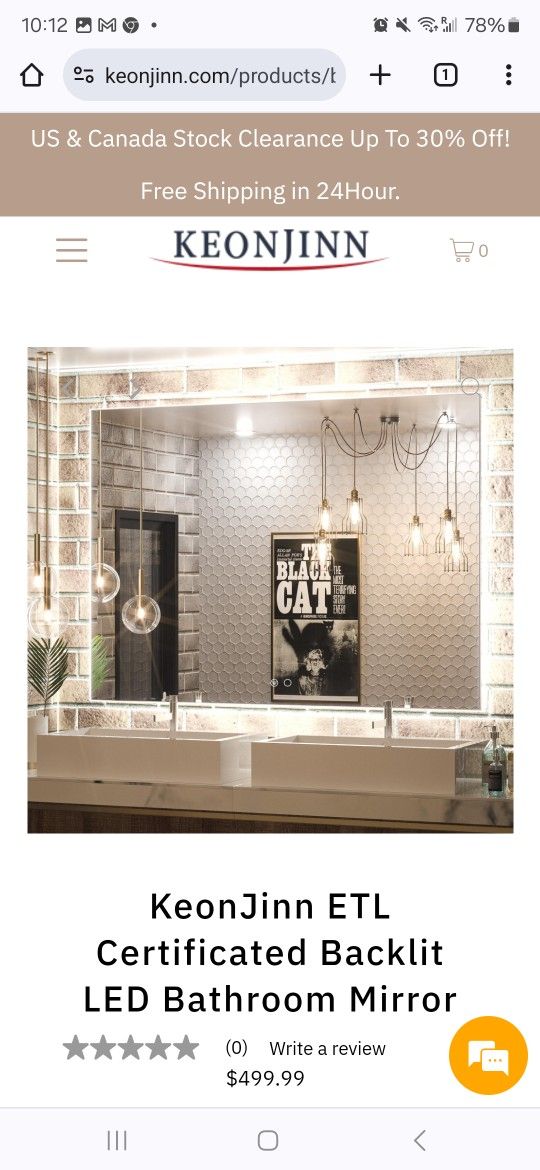 Keonjinn 48 X 36 Inch Backlit Mirror Bathroom LED Vanity Mirror