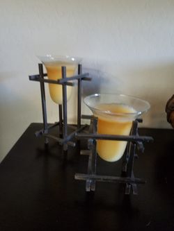 Iron and glass candle holders